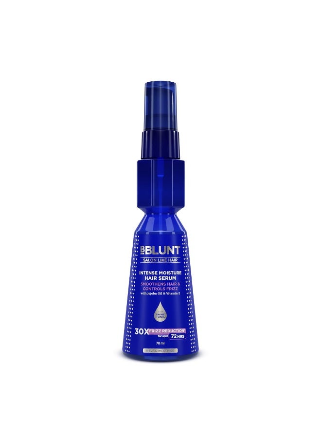 BBLUNT Intense Moisture Hair Serum with Vitamin E & Jojoba Oil* - 70 ml 30x Frizz Reduction for Upto 72 Hours* | 31x Smoother Hair in Just 1 Use* - Image 1